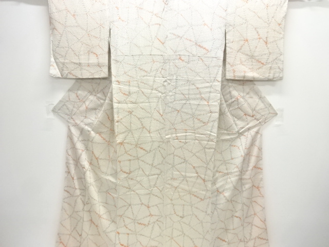 JAPANESE KIMONO / ANTIQUE HON-SO SHIBORI ICE CRACK PATTERN KIMONO